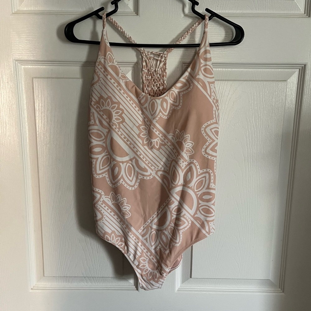 Aerie Pink and White One Piece Swimsuit